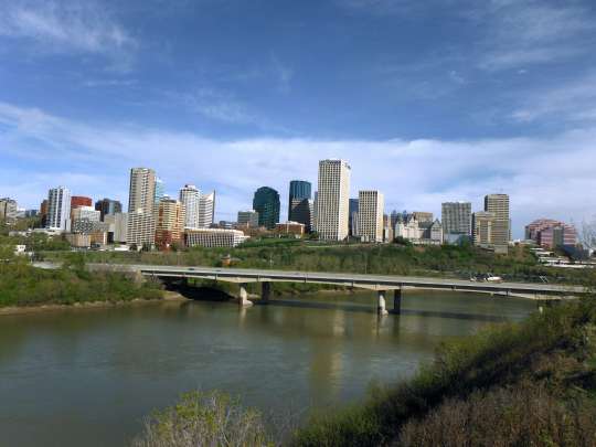 Edmonton skyline from the river valley trails