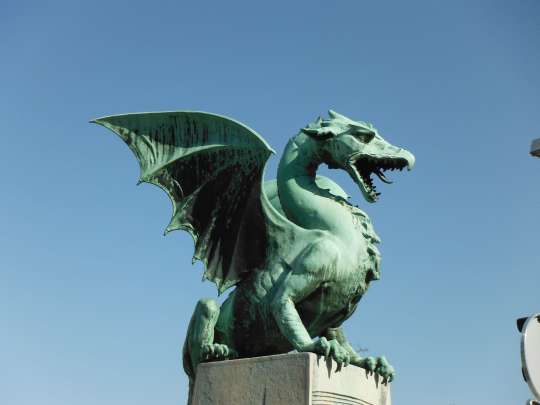 One of the 4 dragons, 1 at each corner of the Dragon Bridge.